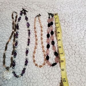 Set of 4 Handmade Beaded Necklaces with sterling silver clasps